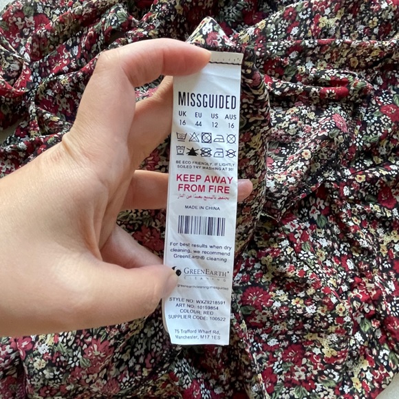 MISSGUIDED PETITE FLORAL LONG SLEVE SLIT MIDI DRESS SIZE 12 - Picture 10 of 11